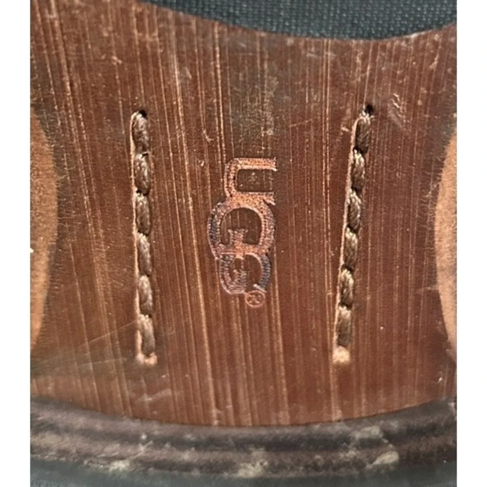 UGG Austin Fawn Ankle Boots Women's 7 Brown Leather Shearling Western Cowboy‎